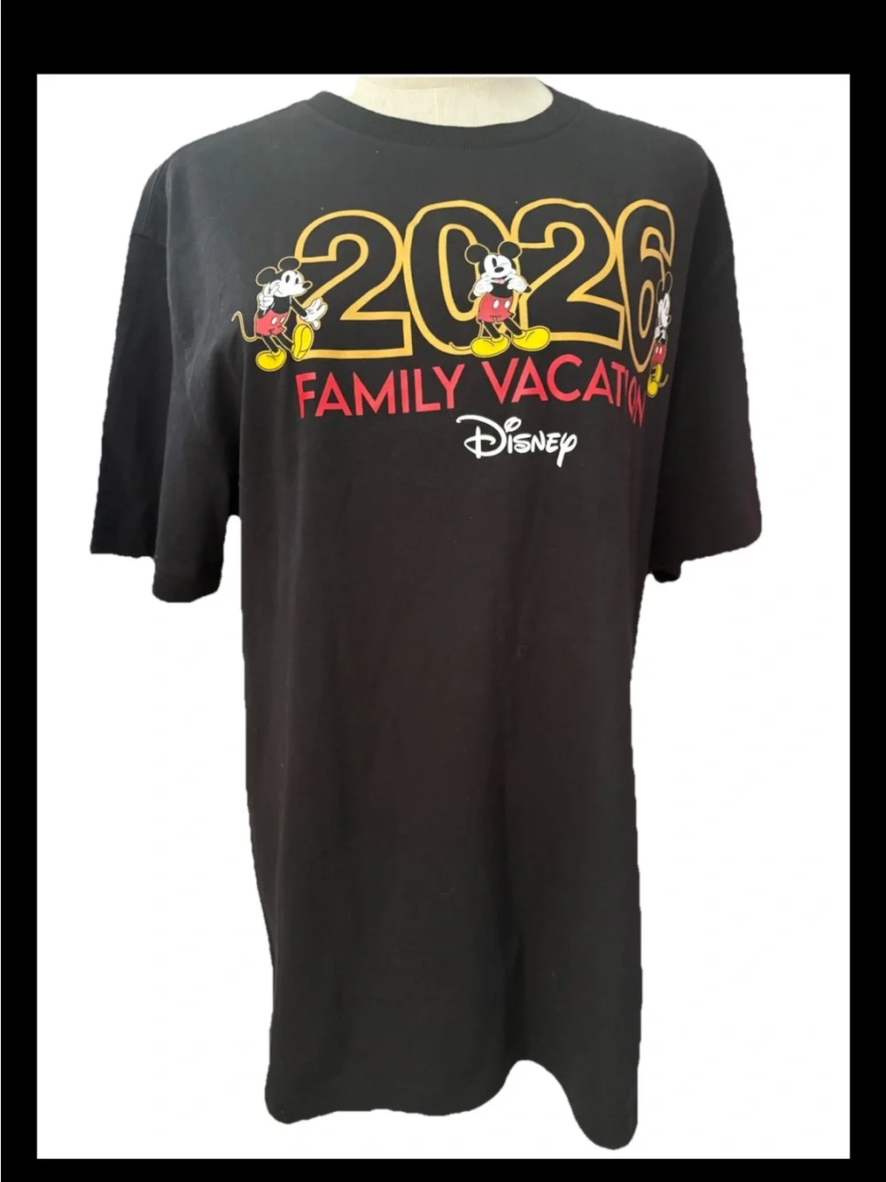 Disney Family Vacation 2026 Mickey Mouse Black T-Shirt Unisex New Short Sleeve,